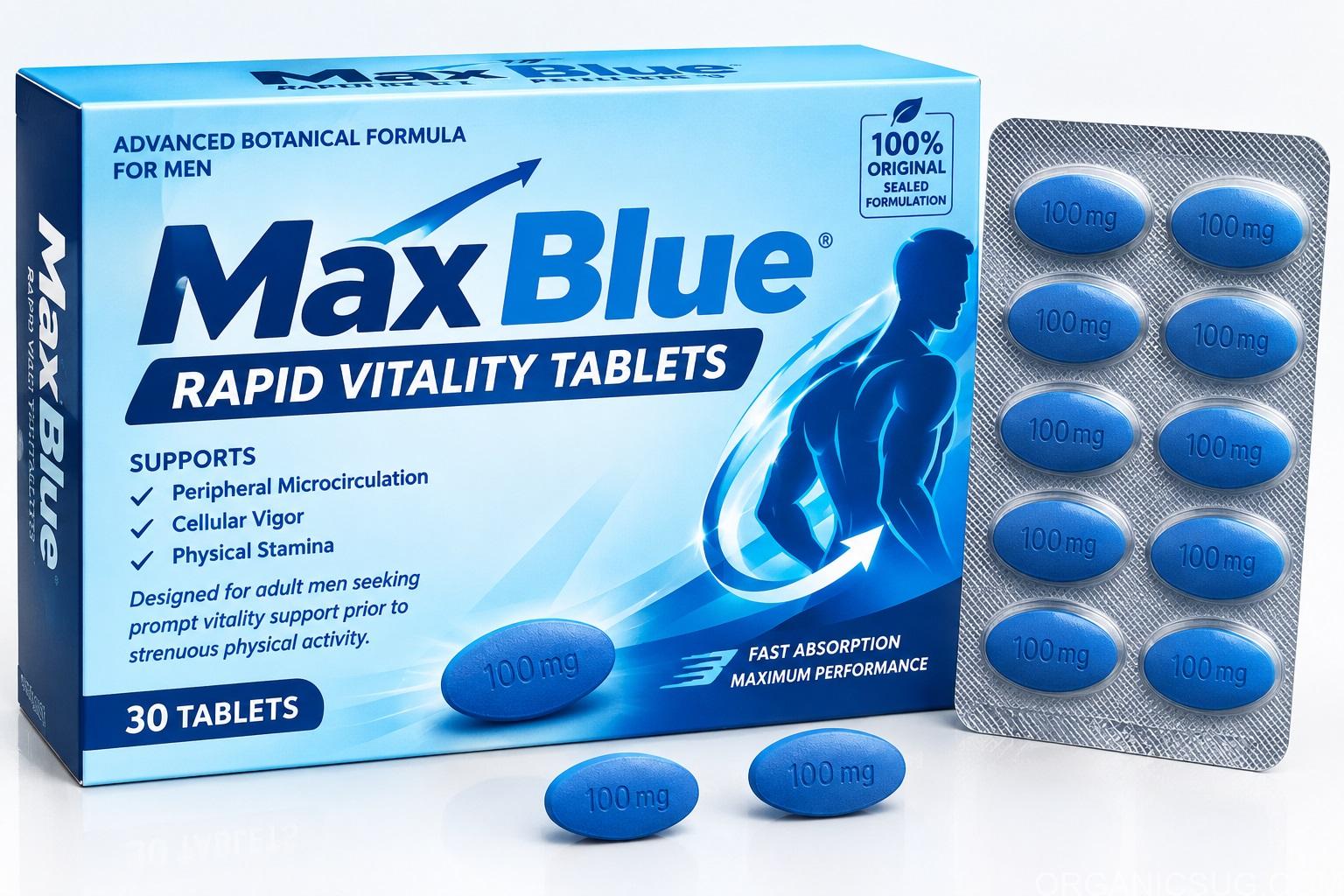 Max Blue rapid vitality tablets 40 pack for male stamina and circulation Uganda